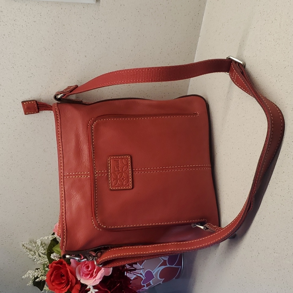 FOSSIL Red Soft leather crossbody